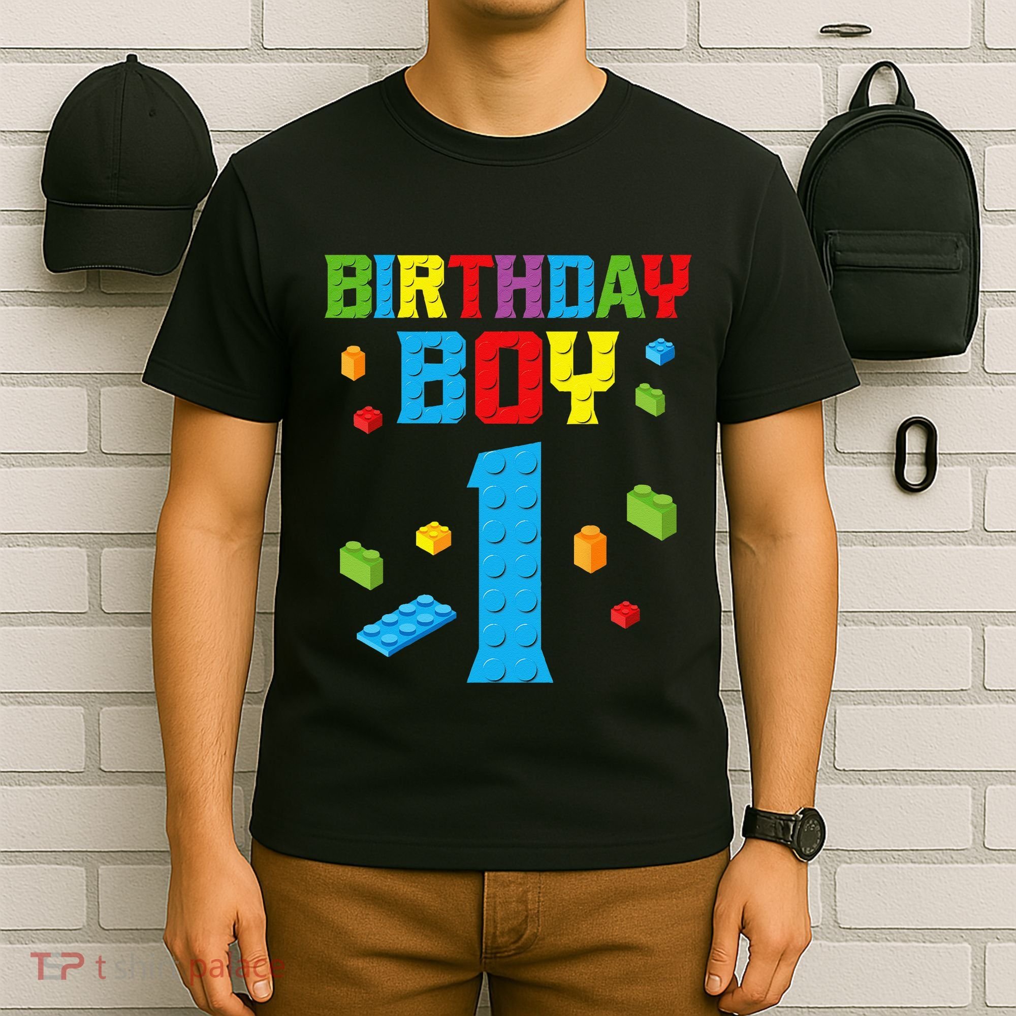 Master Builder 1st Birthday Boy 1 One Year Building Bricks T-Shirt