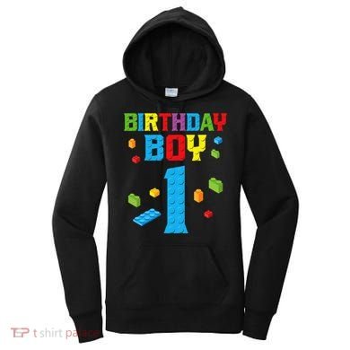 Master Builder 1st Birthday Boy 1 One Year Building Bricks Women's Hoodie