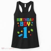 Master Builder 1st Birthday Boy 1 One Year Building Bricks Women's Tank Top thumb 0