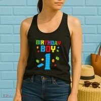 Master Builder 1st Birthday Boy 1 One Year Building Bricks Women's Tank Top thumb 2