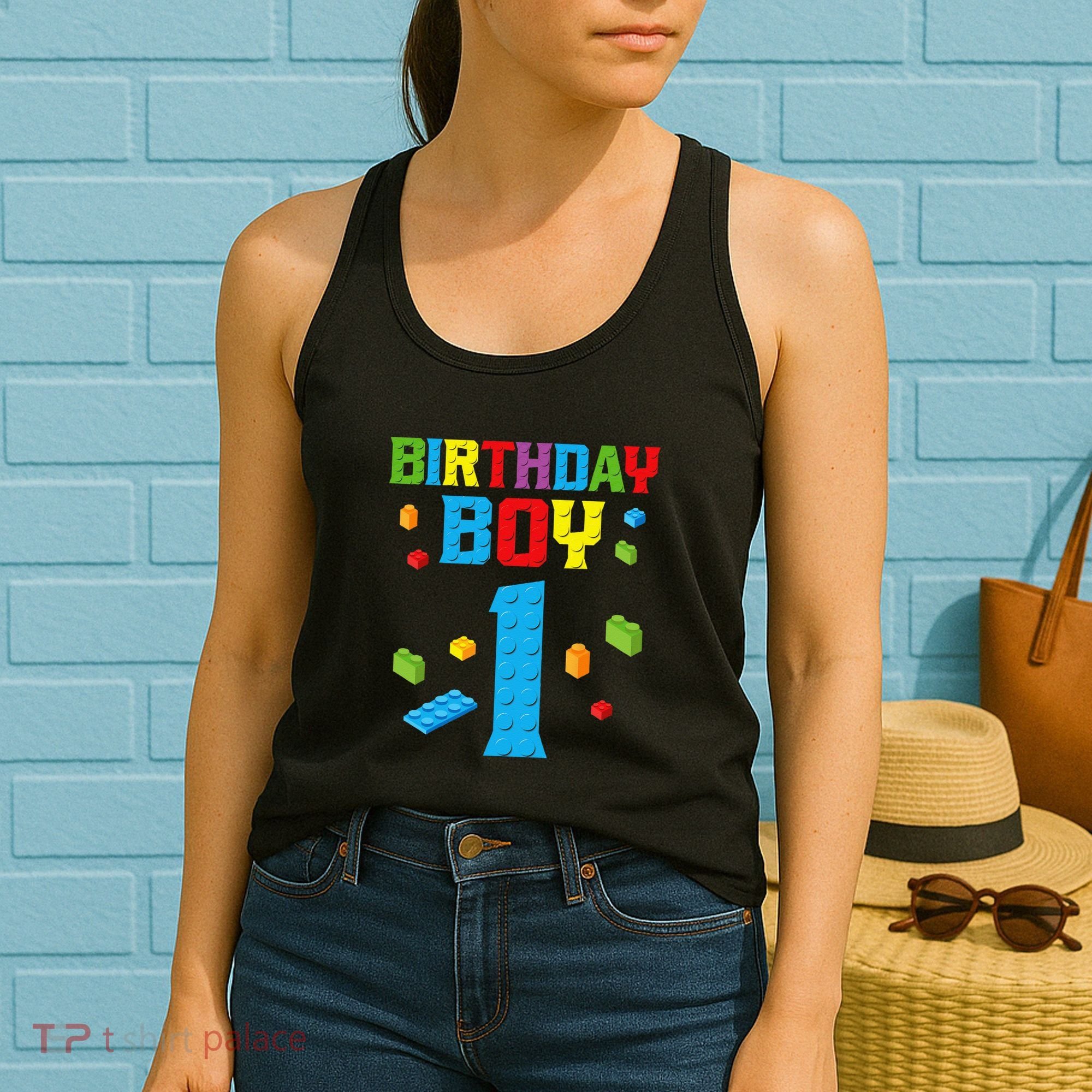 Master Builder 1st Birthday Boy 1 One Year Building Bricks Women's Tank Top