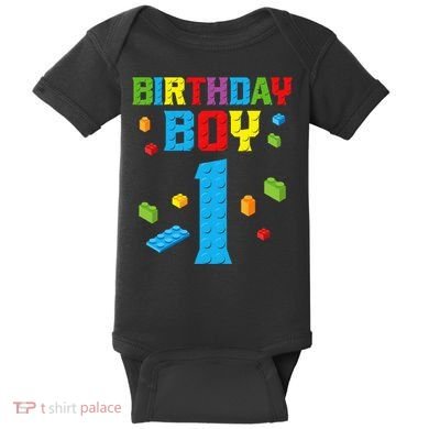 Master Builder 1st Birthday Boy 1 One Year Building Bricks Baby Bodysuit