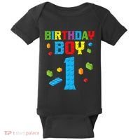 Master Builder 1st Birthday Boy 1 One Year Building Bricks Baby Bodysuit thumb 0