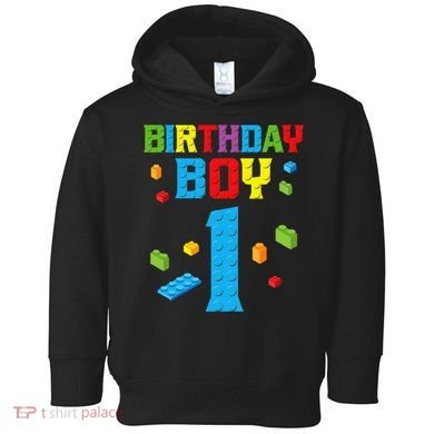 Master Builder 1st Birthday Boy 1 One Year Building Bricks Toddler Hoodie