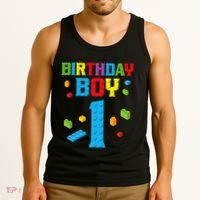 Master Builder 1st Birthday Boy 1 One Year Building Bricks Tank Top thumb 3
