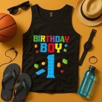 Master Builder 1st Birthday Boy 1 One Year Building Bricks Tank Top thumb 4