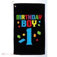 Master Builder 1st Birthday Boy 1 One Year Building Bricks Golf Towel thumb 0