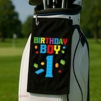 Master Builder 1st Birthday Boy 1 One Year Building Bricks Golf Towel thumb 2