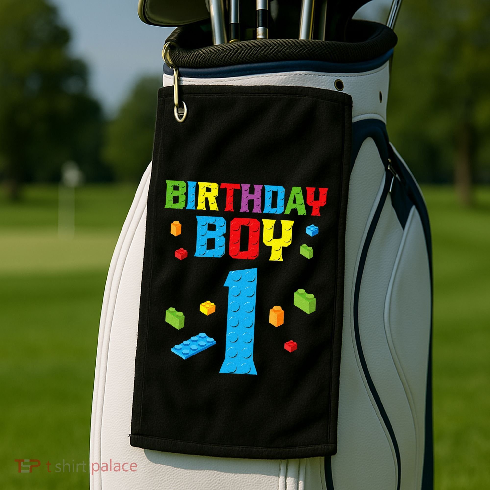 Master Builder 1st Birthday Boy 1 One Year Building Bricks Golf Towel