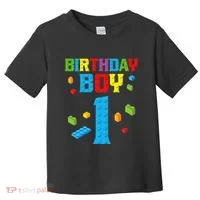 Master Builder 1st Birthday Boy 1 One Year Building Bricks Toddler T-Shirt thumb 0