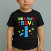 Master Builder 1st Birthday Boy 1 One Year Building Bricks Toddler T-Shirt thumb 2