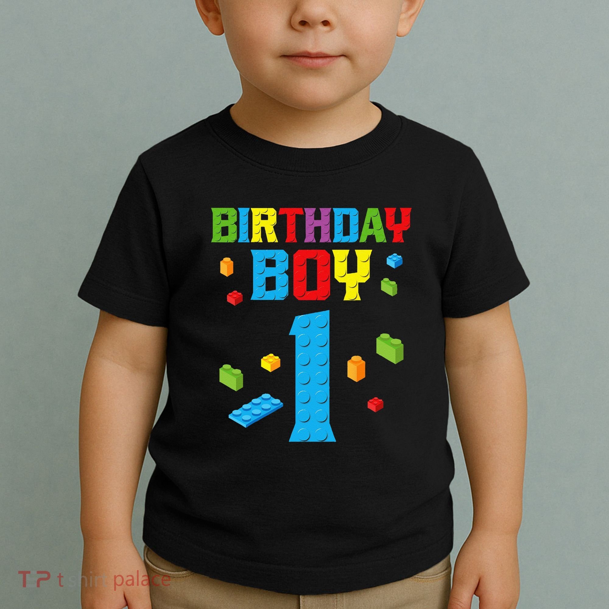 Master Builder 1st Birthday Boy 1 One Year Building Bricks Toddler T-Shirt