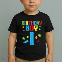 Master Builder 1st Birthday Boy 1 One Year Building Bricks Toddler T-Shirt thumb 2