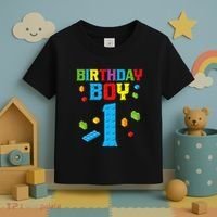 Master Builder 1st Birthday Boy 1 One Year Building Bricks Toddler T-Shirt thumb 3