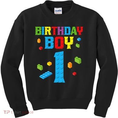 Master Builder 1st Birthday Boy 1 One Year Building Bricks Kids Sweatshirt