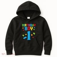 Master Builder 1st Birthday Boy 1 One Year Building Bricks Kids Hoodie thumb 0