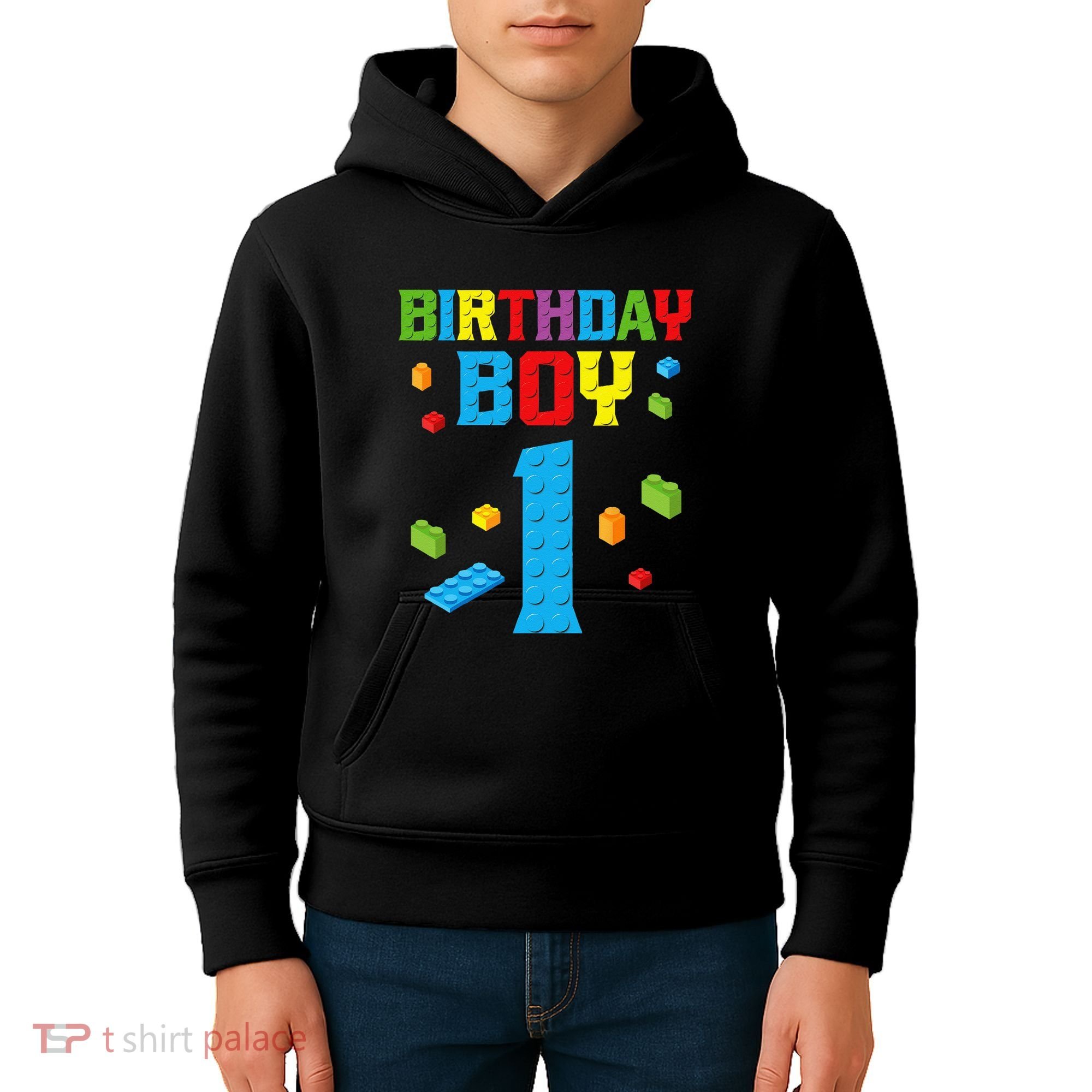 Master Builder 1st Birthday Boy 1 One Year Building Bricks Kids Hoodie