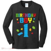 Master Builder 1st Birthday Boy 1 One Year Building Bricks Kids Long Sleeve Shirt thumb 0