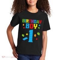 Master Builder 1st Birthday Boy 1 One Year Building Bricks Kids T-Shirt thumb 2