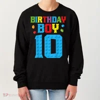 Master Builder 10th Birthday Boy Ten 10 Year Building Bricks Women's Sweatshirt thumb 0