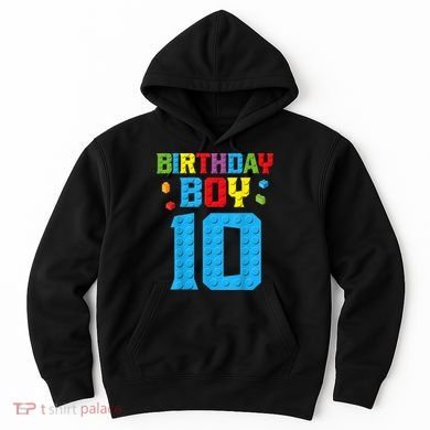 Master Builder 10th Birthday Boy Ten 10 Year Building Bricks Hoodie