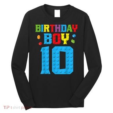 Master Builder 10th Birthday Boy Ten 10 Year Building Bricks Long Sleeve Shirt