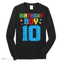 Master Builder 10th Birthday Boy Ten 10 Year Building Bricks Long Sleeve Shirt thumb 0