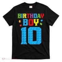 Master Builder 10th Birthday Boy Ten 10 Year Building Bricks T-Shirt thumb 0