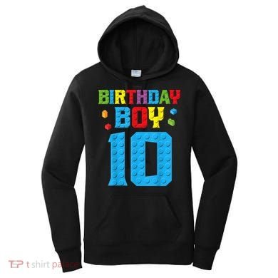 Master Builder 10th Birthday Boy Ten 10 Year Building Bricks Women's Hoodie