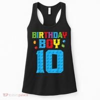 Master Builder 10th Birthday Boy Ten 10 Year Building Bricks Women's Tank Top thumb 0