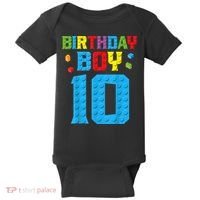 Master Builder 10th Birthday Boy Ten 10 Year Building Bricks Baby Bodysuit thumb 0