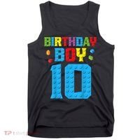 Master Builder 10th Birthday Boy Ten 10 Year Building Bricks Tank Top thumb 0