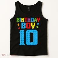 Master Builder 10th Birthday Boy Ten 10 Year Building Bricks Tank Top thumb 2
