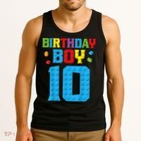 Master Builder 10th Birthday Boy Ten 10 Year Building Bricks Tank Top thumb 3
