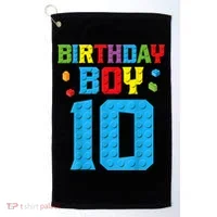Master Builder 10th Birthday Boy Ten 10 Year Building Bricks Golf Towel thumb 0