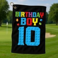 Master Builder 10th Birthday Boy Ten 10 Year Building Bricks Golf Towel thumb 1