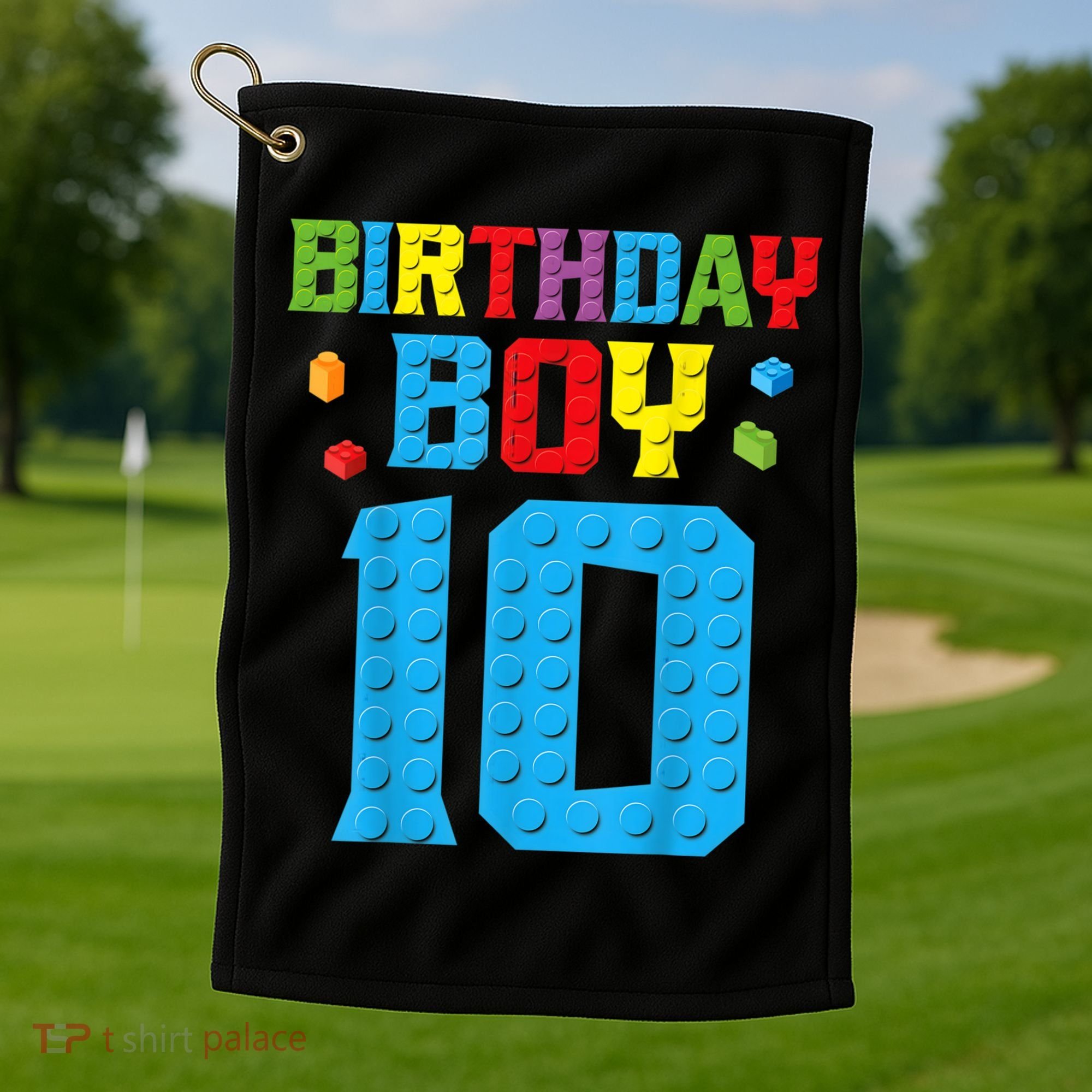 Master Builder 10th Birthday Boy Ten 10 Year Building Bricks Golf Towel