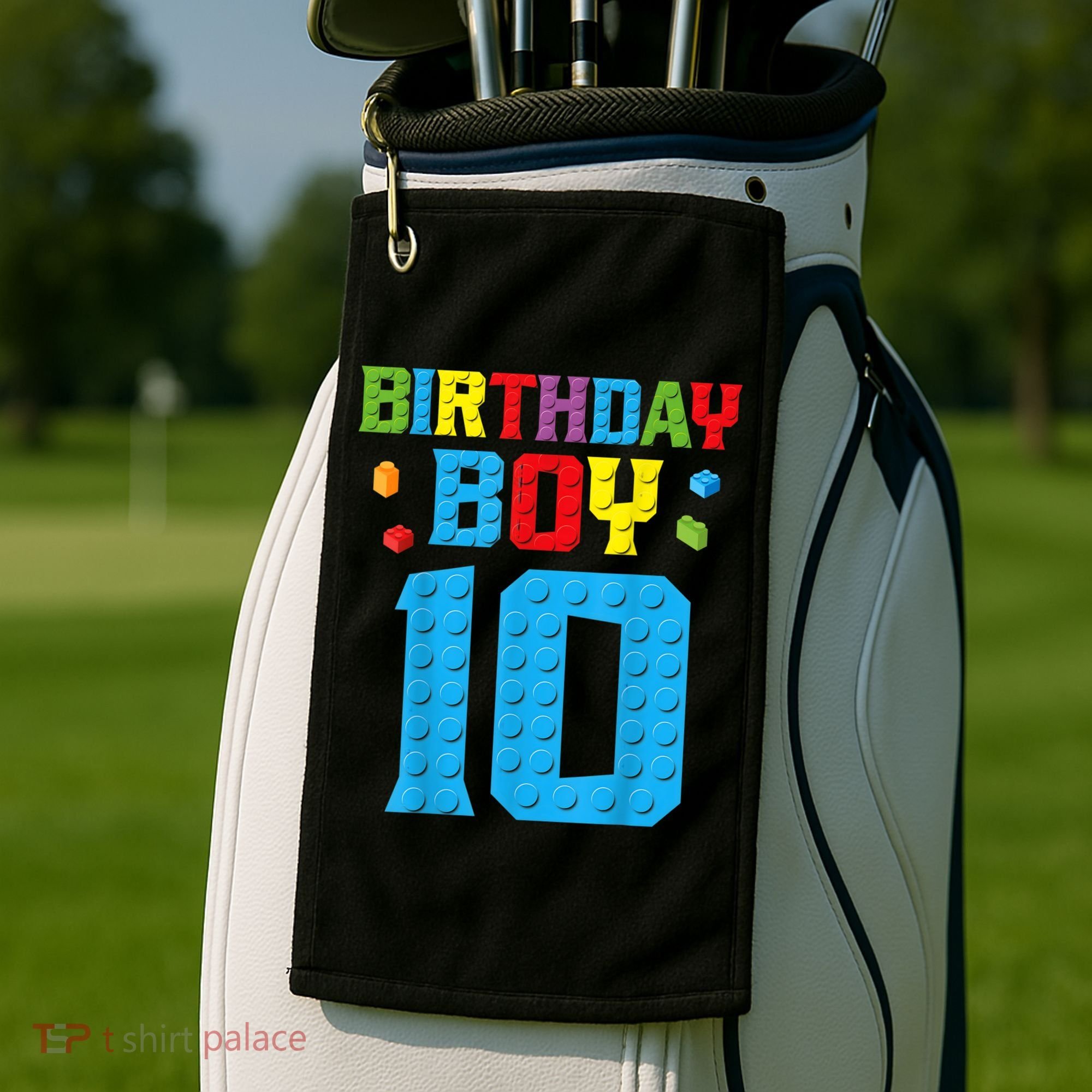 Master Builder 10th Birthday Boy Ten 10 Year Building Bricks Golf Towel