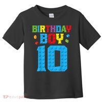 Master Builder 10th Birthday Boy Ten 10 Year Building Bricks Toddler T-Shirt thumb 0