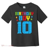 Master Builder 10th Birthday Boy Ten 10 Year Building Bricks Toddler T-Shirt thumb 0
