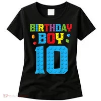Master Builder 10th Birthday Boy Ten 10 Year Building Bricks Women's T-Shirt thumb 0