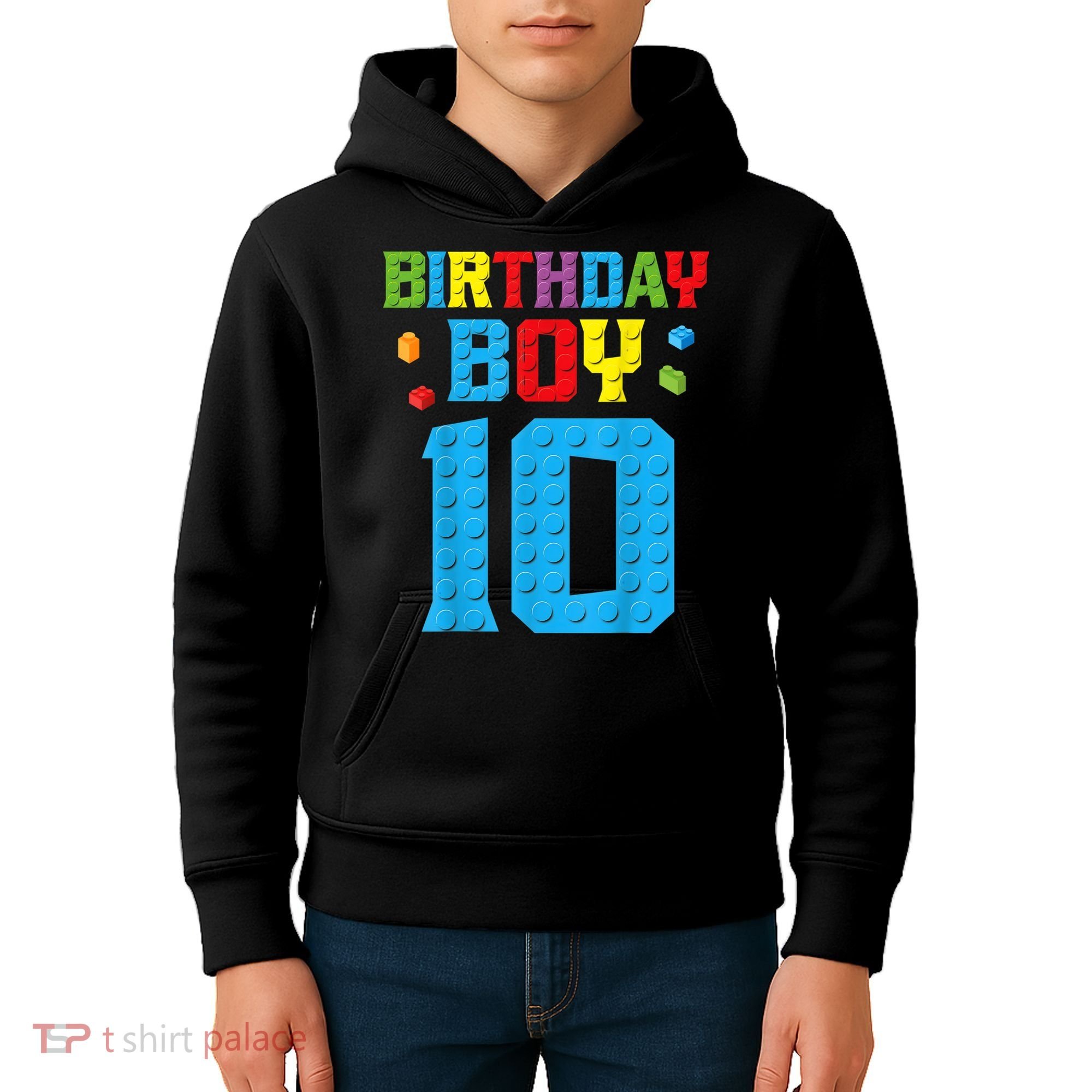 Master Builder 10th Birthday Boy Ten 10 Year Building Bricks Kids Hoodie