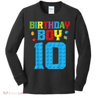 Master Builder 10th Birthday Boy Ten 10 Year Building Bricks Kids Long Sleeve Shirt thumb 0