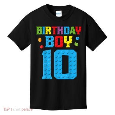 Master Builder 10th Birthday Boy Ten 10 Year Building Bricks Kids T-Shirt