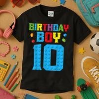 Master Builder 10th Birthday Boy Ten 10 Year Building Bricks Kids T-Shirt thumb 3