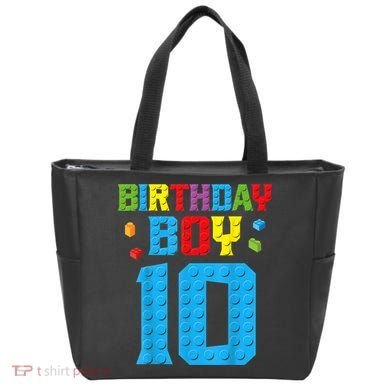 Master Builder 10th Birthday Boy Ten 10 Year Building Bricks Tote Bag