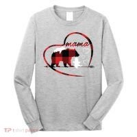 Mama Bear 2 Cubs Red Buffalo Plaid Heart Mother Mom Gifts  Long Sleeve Shirt thumb 0