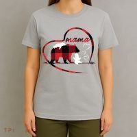 Mama Bear 2 Cubs Red Buffalo Plaid Heart Mother Mom Gifts  T-Shirt thumb 4