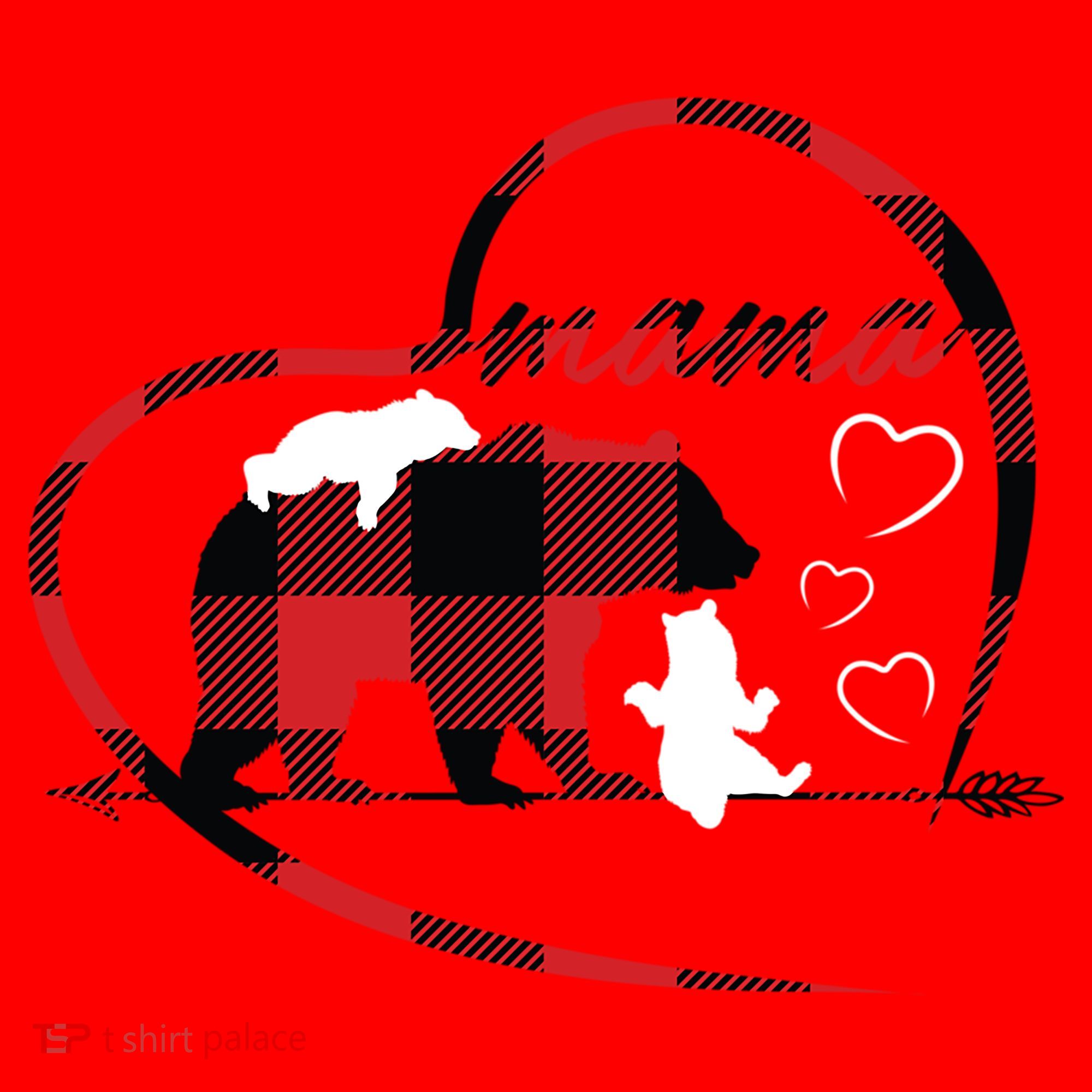 Mama Bear 2 Cubs Red Buffalo Plaid Heart Mother Mom Gifts  Santa Hat
