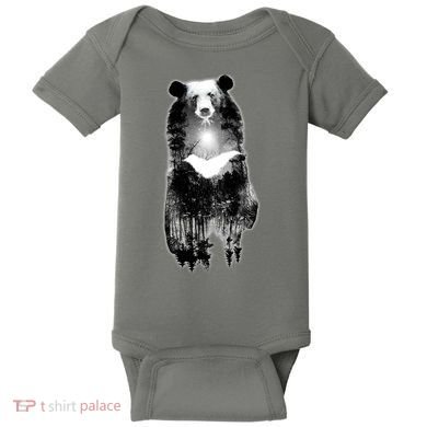 Moon Bear Wilderness Double Exposure Baby Bodysuit